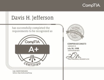  CompTIA A+ Certified IT Professional (Permanemt) 