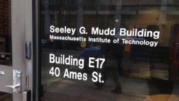 Photo of the door to MIT campus building where we worked.