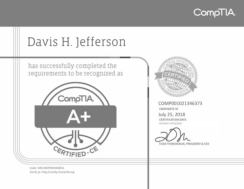  CompTIA A+ (Continuing Ed credit) 